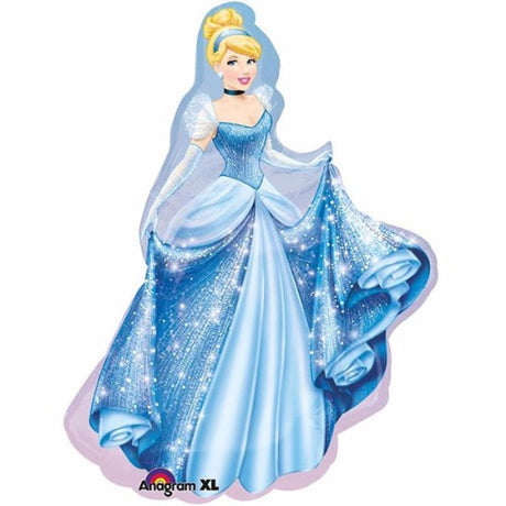 Cinderella Disney Princess foil balloon, 71cm x 84cm, self-sealing, perfect for celebrations.