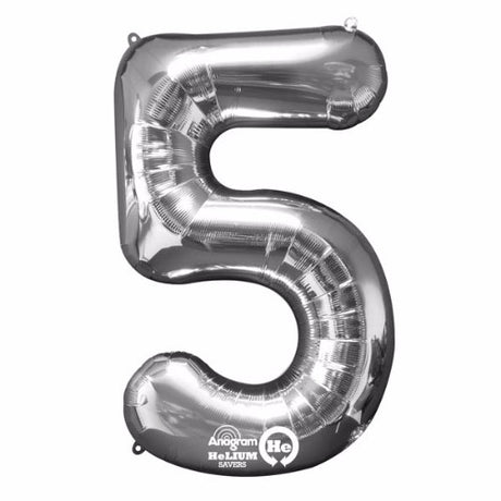 86cm high silver foil balloon designed for elegant celebrations, self-sealing, retains helium longer.
