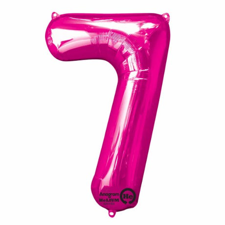 86cm tall pink foil number seven balloon, perfect for vibrant party decorations that hold helium longer.