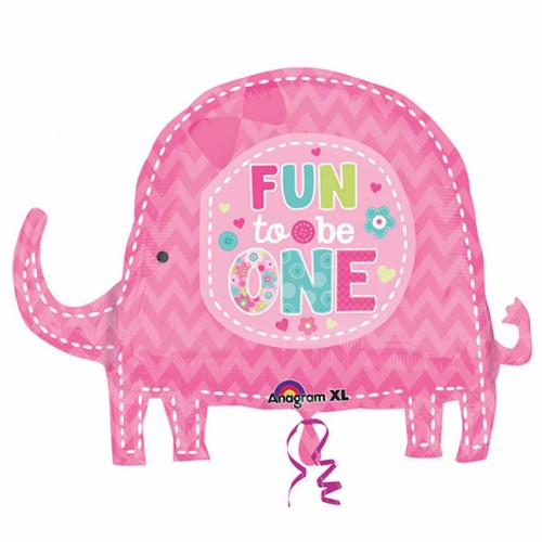 Vibrant Shape Elephant foil balloon, 73cm x 58cm, perfect for jungle-themed first birthday celebrations.