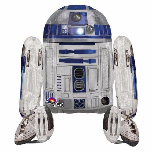 Self-sealing Star Wars R2D2 foil balloon, 55cm x 66cm, perfect for themed parties and celebrations.