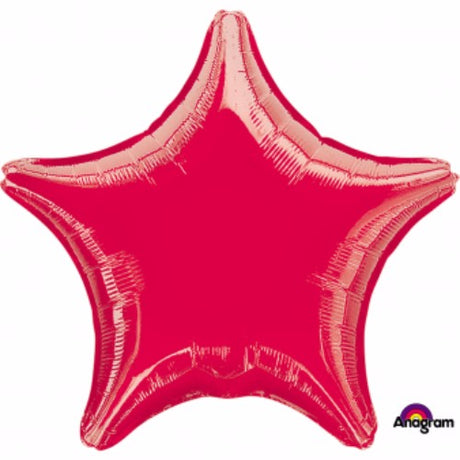 45cm Red Star Foil Balloon, vibrant and self-sealing for easy helium inflation, perfect for any celebration.