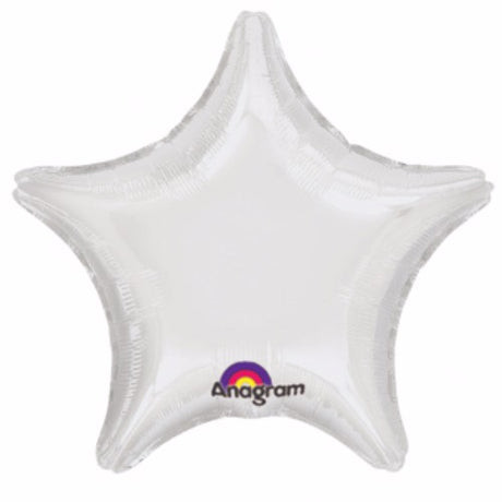 45cm white star foil balloon, self-sealing and helium-inflated, perfect for celebrations and special occasions.
