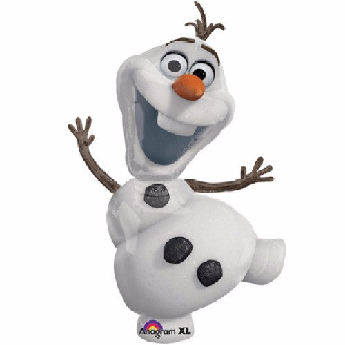 Mini Shape Olaf flat foil balloon, 23cm tall, perfect for themed parties and easy to set up with air inflation.