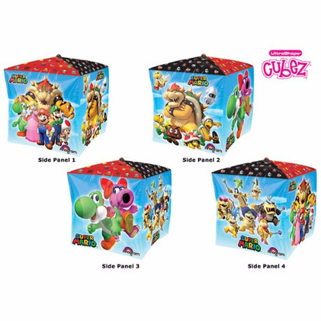 Vibrant Super Mario Brothers foil balloon, 38cm x 38cm, perfect for gaming-themed parties and celebrations.