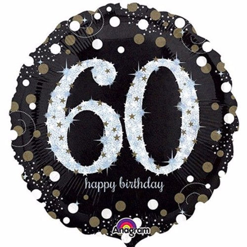 71cm holographic foil balloon shaped as '60', perfect for glamorous birthday celebrations and memorable decor.