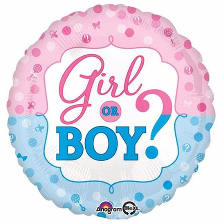 45cm gender reveal balloon in vibrant colors, perfect for celebrating a baby’s gender with family and friends.