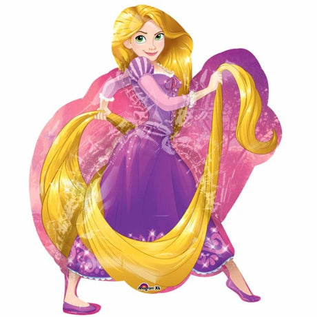 Vibrant Rapunzel foil balloon, 66cm x 78cm, perfect for Disney-themed parties and celebrations, self-sealing, helium-inflated.