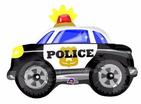 Junior Shape Police Car foil balloon in 45cm x 60cm, self-sealing and requires helium for inflation.