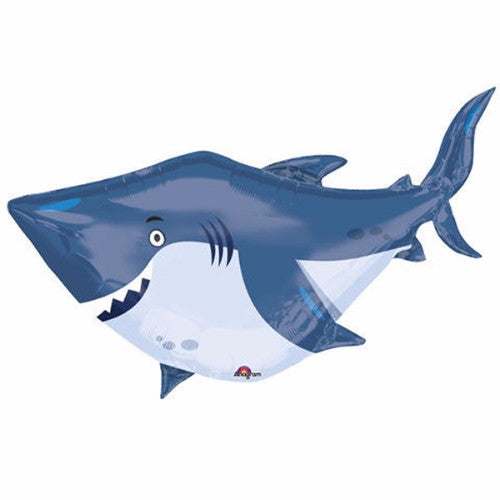 Vibrant Shark Foil Balloon, 101cm x 81cm, perfect for aquatic-themed celebrations and parties.