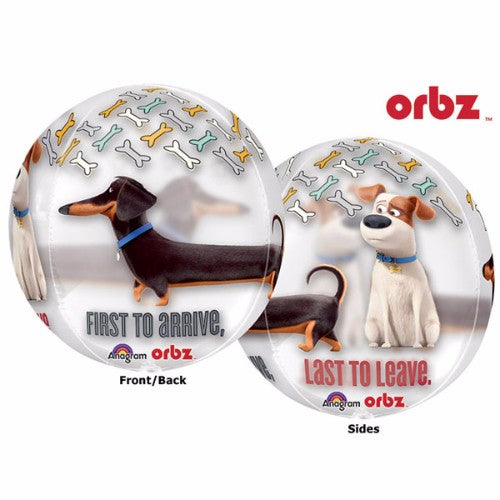 Colorful Shape Orbz Balloon featuring characters from Secret Life of Pets, perfect for pet-themed parties and events.