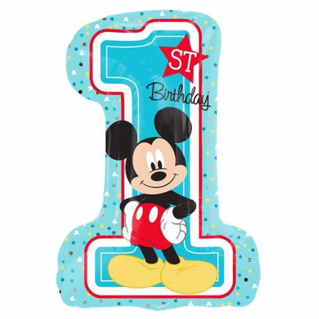 Bright Shape Mickey Balloon for 1st Birthday, 48cm x 71cm, features iconic Mickey Mouse design, perfect for celebrations.
