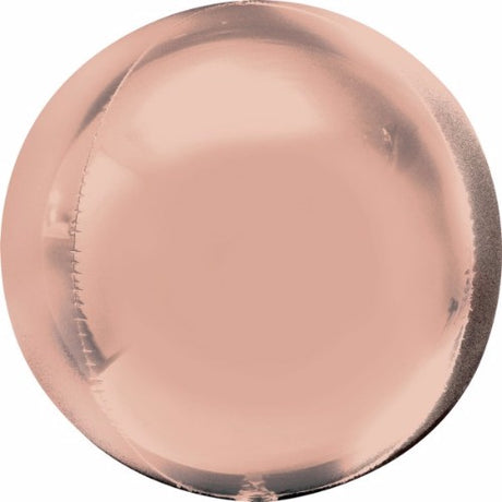Rose gold orb-shaped foil balloons, 38cm x 40cm, perfect for stylish celebrations and decorations. Pack of 3.