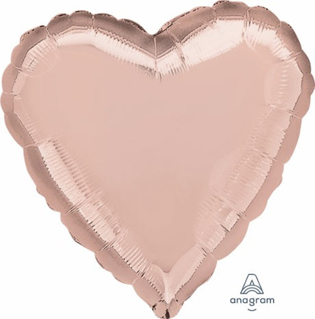 45cm Heart Rose Gold Foil Balloon, perfect for romantic celebrations and events, adds elegance and charm to any occasion.