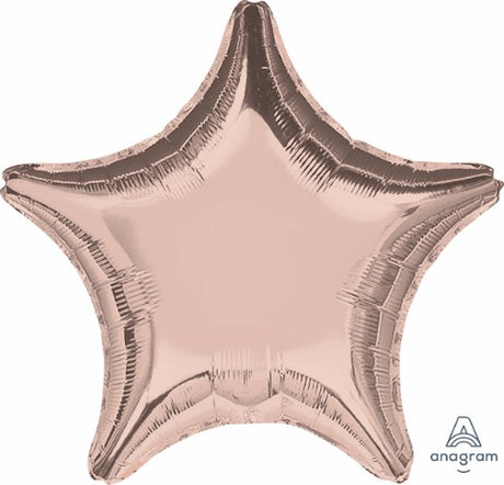45cm rose gold star foil balloon, perfect for parties, weddings, and celebrations, self-sealing and helium inflated.