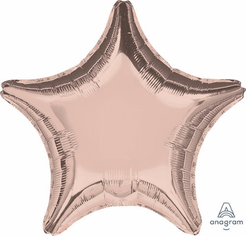 45cm rose gold star foil balloon, perfect for parties, weddings, and celebrations, self-sealing and helium inflated.