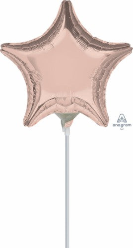 22cm flat star-shaped rose gold foil balloon, perfect for elegant party decor and celebrations.