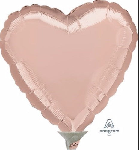 22cm heart-shaped flat foil balloon in rose gold, perfect for romantic occasions and celebrations.