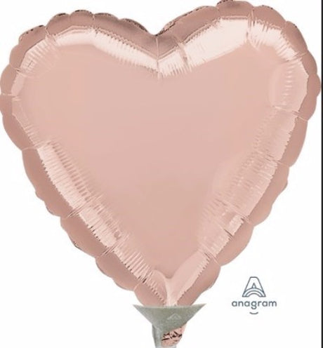22cm heart-shaped flat foil balloon in rose gold, perfect for romantic occasions and celebrations.