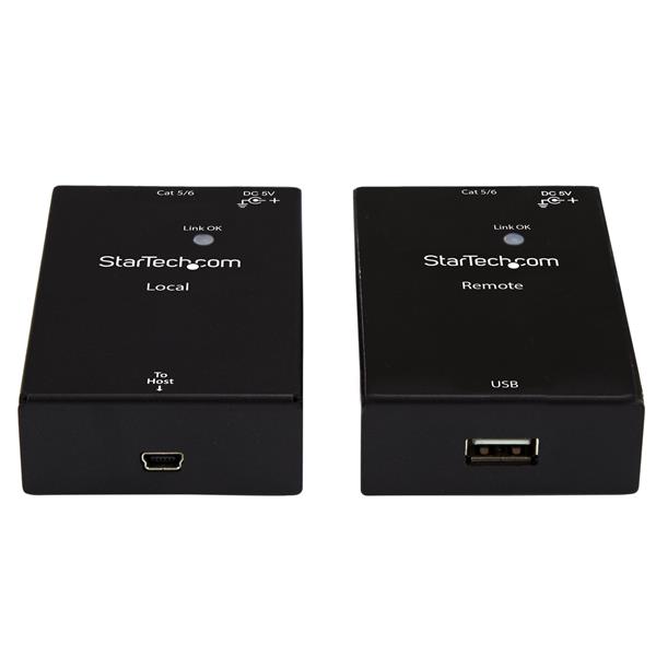 USB 2.0 Over Cat5/Cat6 Extender Kit for extending USB signals up to 165ft, ideal for remote device connectivity.