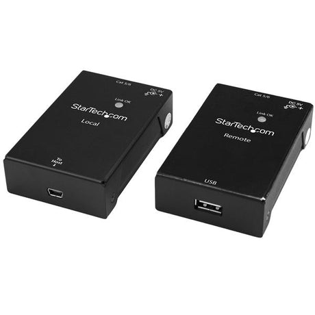 USB 2.0 Over Cat5/Cat6 Extender Kit enabling 165ft remote connectivity for printers, webcams, and drives.