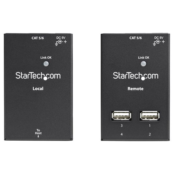 4-Port USB 2.0 Extender Over Cat5/Cat6, extending USB devices up to 165ft for seamless connectivity and productivity.