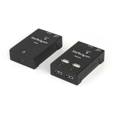 4-Port USB 2.0 Extender Over Cat5/Cat6, extends USB devices up to 165ft, ideal for home/office, no drivers needed.
