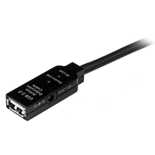5m USB 2.0 Active Extension Cable with power adapter, perfect for connecting devices at a distance without performance loss.