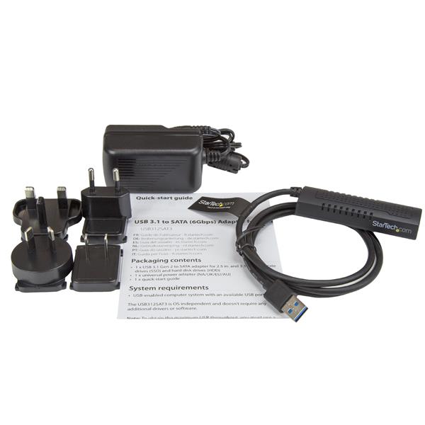 USB 3.1 SATA Adapter Cable for 2.5 & 3.5 inch SSDs/HDDs, enables fast 10Gbps data transfer and easy plug-and-play connectivity.