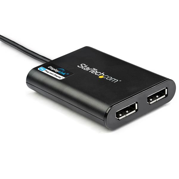 USB to Dual DisplayPort Adapter enabling dual 4K monitor connections, supporting 60Hz for enhanced productivity.
