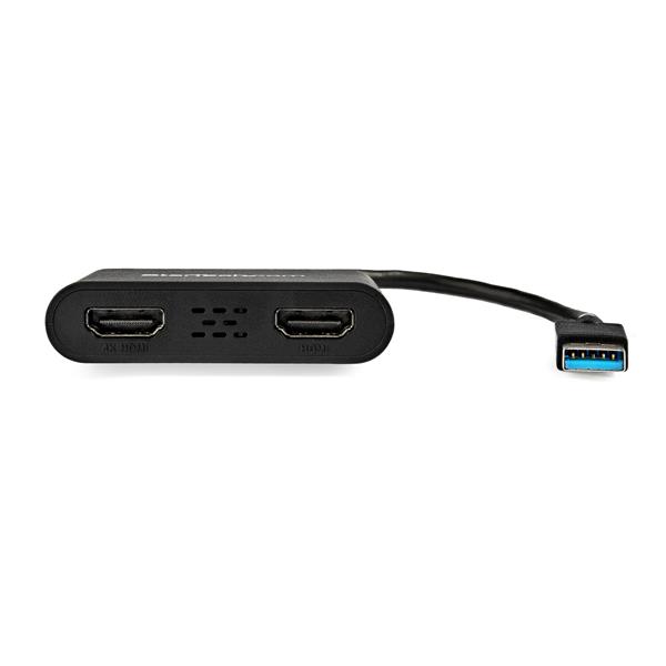 USB 3.0 Dual HDMI Adapter enabling 4K resolution on dual monitors for enhanced productivity and gaming experience.