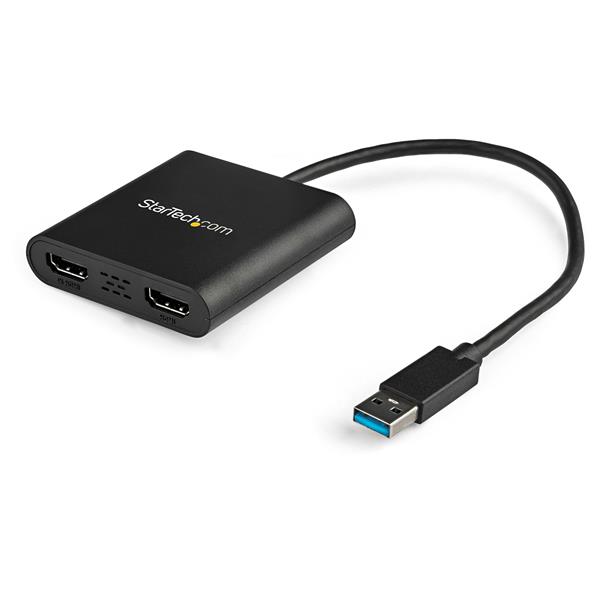 USB 3.0 Dual HDMI Adapter enabling 4K support for dual monitors, ideal for multitasking and enhanced productivity.