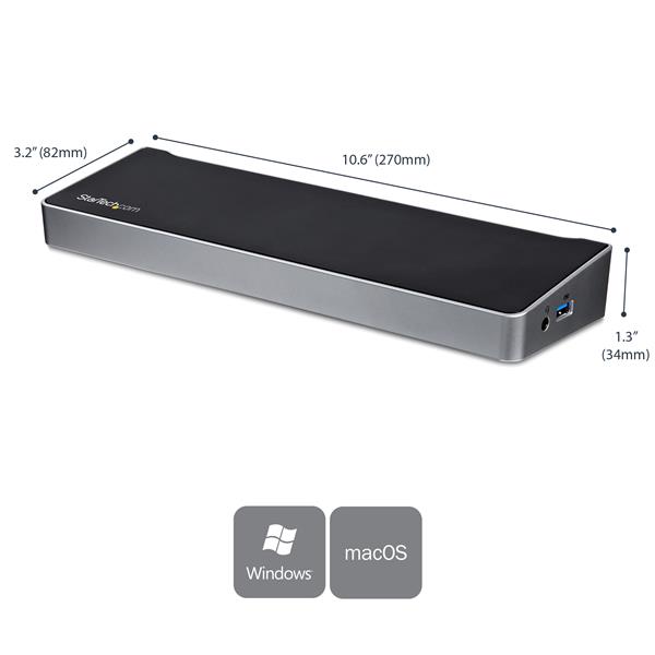 Triple-Monitor Laptop Docking Station - USB 3.0 Hub with 4K Support for Windows & Mac