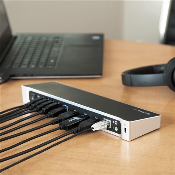 Triple-Monitor Laptop Docking Station - USB 3.0 Hub with 4K Support for Windows & Mac