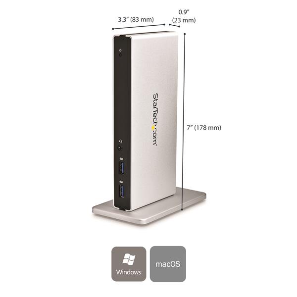 DVI Dual-Monitor Docking Station for Laptops - HDMI & VGA Adapters, 5 USB 3.0 Ports, 2048x1152 Resolution Support