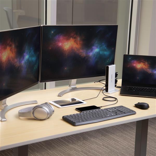 DVI Dual-Monitor Docking Station for Laptops - HDMI & VGA Adapters, 5 USB 3.0 Ports, 2048x1152 Resolution Support