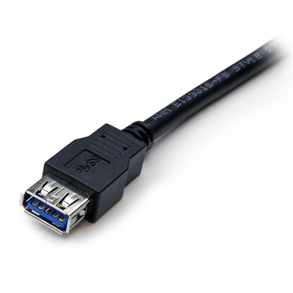 2m Black USB 3.0 Extension Cable A to A - SuperSpeed Male to Female Connector for Optimal Data Transfer