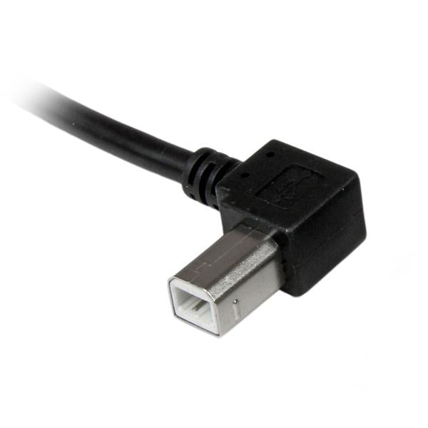 1 Meter USB 2.0 A to Left Angle B Cable for high-speed data transfer, ideal for printers and scanners in tight spaces.