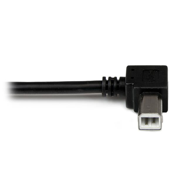 1 Meter USB 2.0 A to Left Angle B Cable for high-speed data transfer to printers and scanners in tight spaces.