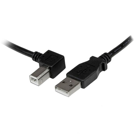 1 Meter USB 2.0 A to Left Angle B Cable for high-speed data transfer in tight spaces, ideal for printers and scanners.
