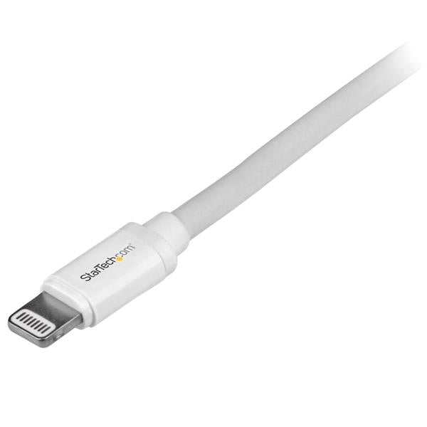 Apple MFi Certified 2m USB to Lightning Cable in white, designed for charging and syncing iPhone, iPad, and iPod devices.