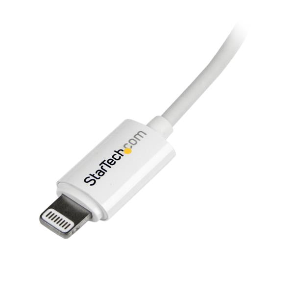 Apple MFi Certified 2m USB to Lightning Cable in white, ideal for charging and syncing iPhone, iPad, and iPod devices.