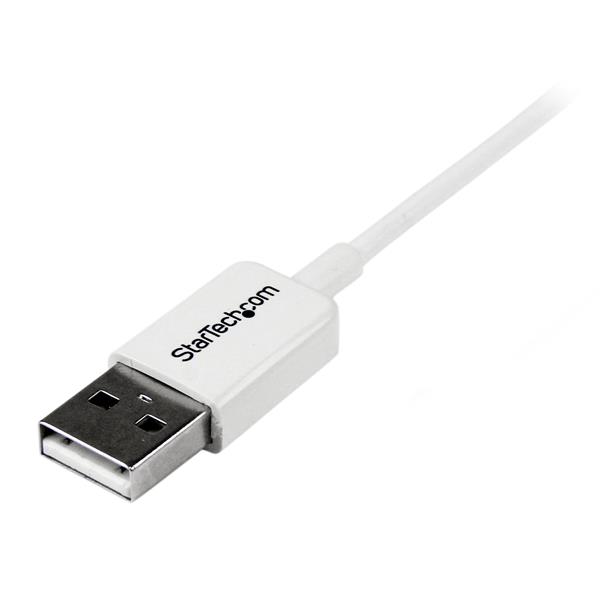 2m white USB A to Micro USB B cable for charging and data transfer, durable and high-quality design.