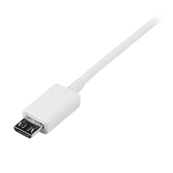 2m white USB A to Micro USB B cable for charging and data transfer, compatible with various devices, durable and reliable.
