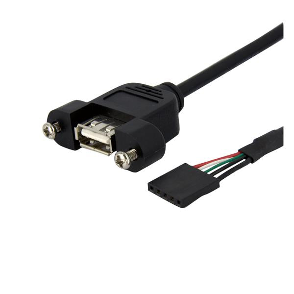 91cm USB A to Motherboard Header Panel Mount Cable - Female USB-A Port for Easy Access