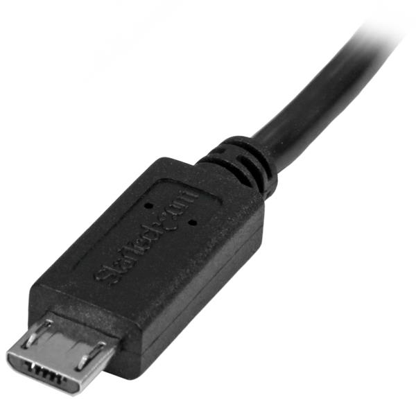 Micro-USB extension cable 0.5m for connecting tablets and phones, compatible with OTG adapters, ideal for workspace setup.