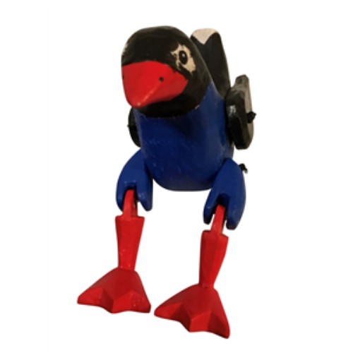 Pukeko with Dangling Legs Wooden 9x7x12cm