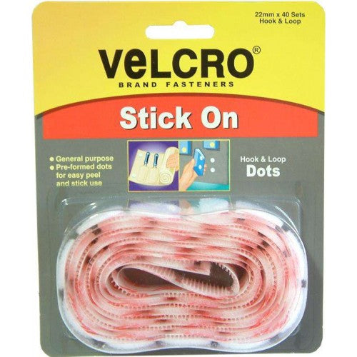 VELCRO® Handy Dots-Hook&Loop White 22mmx40pce25569