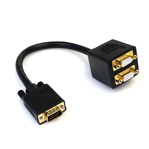 30cm VGA splitter cable allowing dual VGA monitor setup from one source, ideal for multitasking and presentations.
