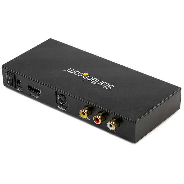 S-Video & Composite to HDMI Converter with Audio, upscale to 720p for NTSC & PAL devices, compact and easy to use.